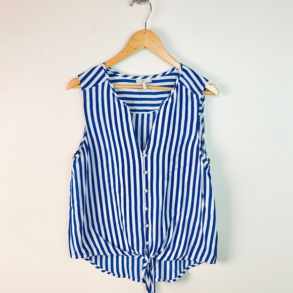 Joie Tops - Joie 100% Silk Tie Bottom Striped Tank Top